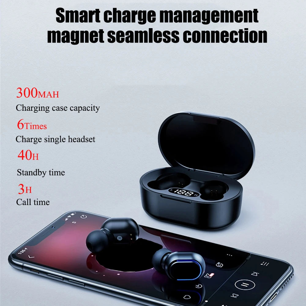 Audífonos Bluetooth E7S con estuche power banck-sonido premium.