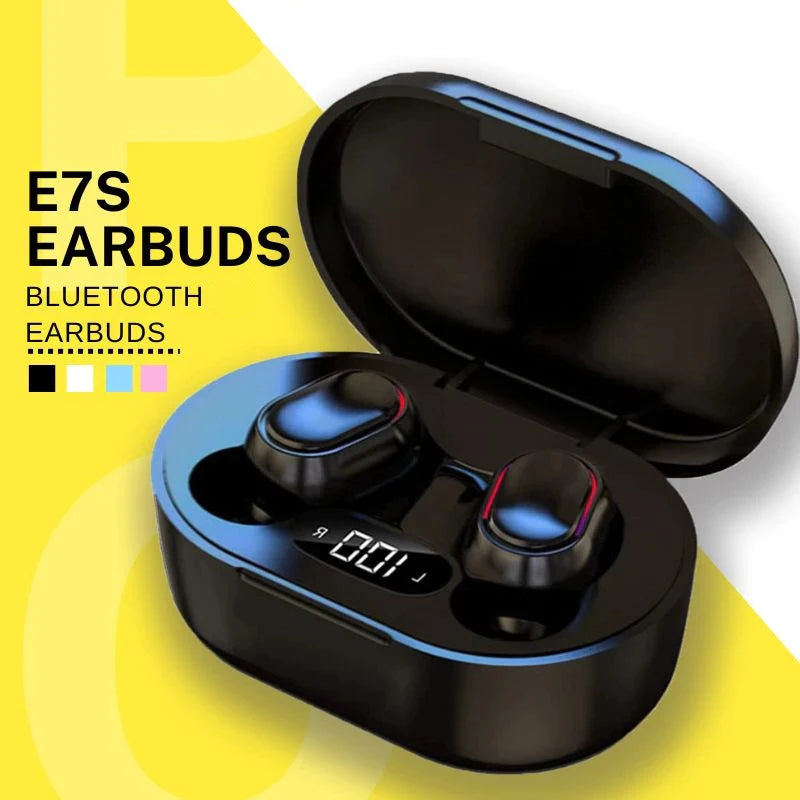 Audífonos Bluetooth E7S con estuche power banck-sonido premium.