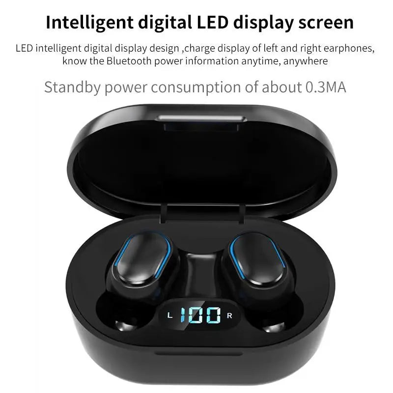 Audífonos Bluetooth E7S con estuche power banck-sonido premium.